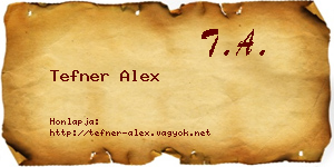 Tefner Alex névjegykártya